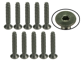 3RACING M3 x 18 Titanium Flat Head Hex Socket - Self Tapping (10 Pcs) - TS-FSM318S