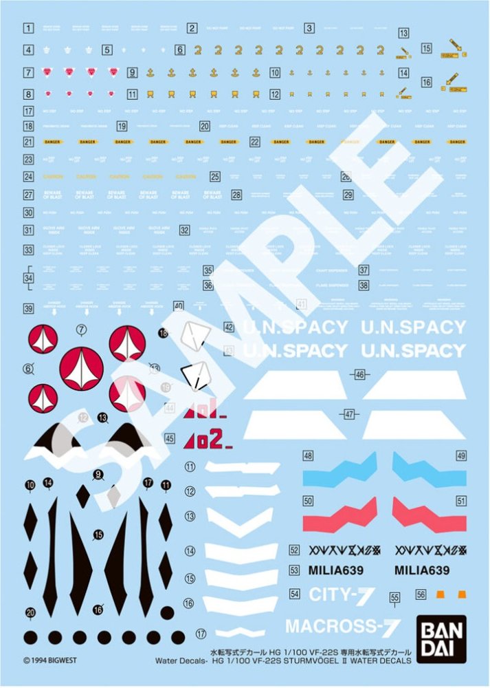 Bandai 5068325 - Water Decals For HG 1/100 VF-22S Sturmvogel II