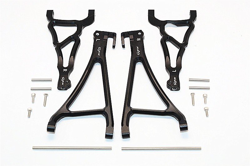 TRAXXAS E-REVO Aluminium Front Upper & Lower Suspension Arm - 4pcs set (For E-REVO 560871, REVO, SUMMIT) - GPM ER5455