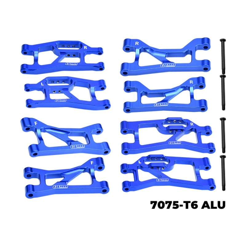 TRAXXAS MINI MAXX MONSTER TRUCK 7075 Alloy Front Upper & Lower + Rear Upper & Lower Suspension Arms - GPM TXMM4567