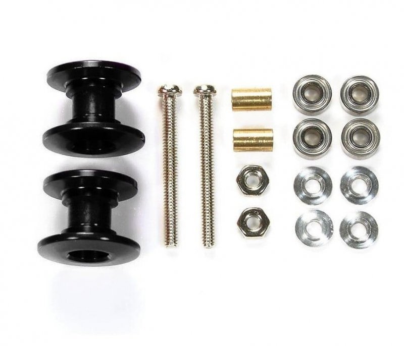 Tamiya 92431 - Lightweight Double Aluminum Rollers 13-12mm (TKC 25th Anniversary, Black)