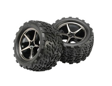 Traxxas (#7174A) GEMINI BLACK CHROME WHEELS / TALON TIRES